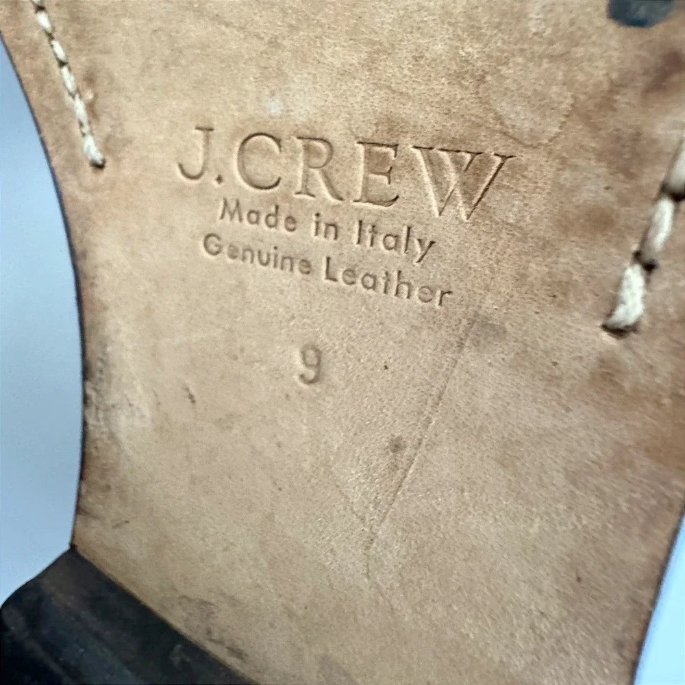 J.Crew Penny Loafers Size 9 Silver Metallic Leather Made in Italy Dark Academia